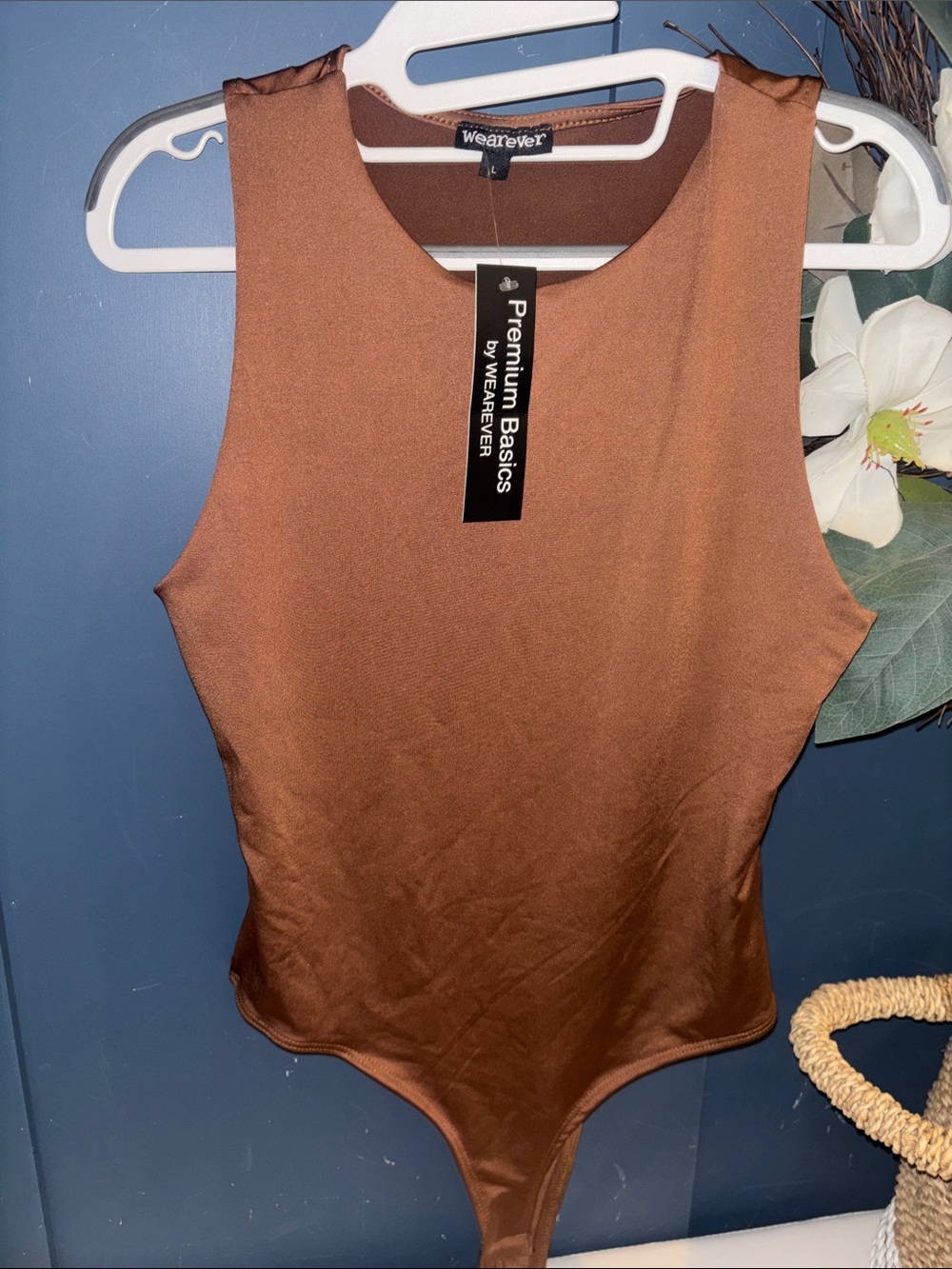 Premium Basics Women’s Brown Sleeveless Bodysuit by Wearever